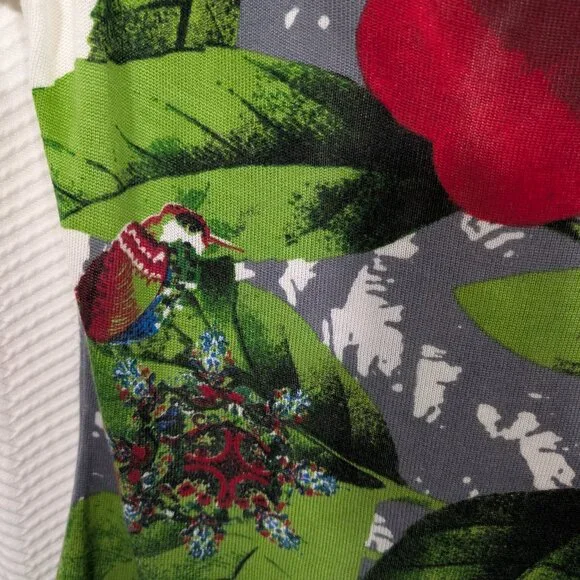 San Francisco Lightweight Knit Floral Print Top Cowl Neck Sleeve Ties Medium - Picture 8 of 12